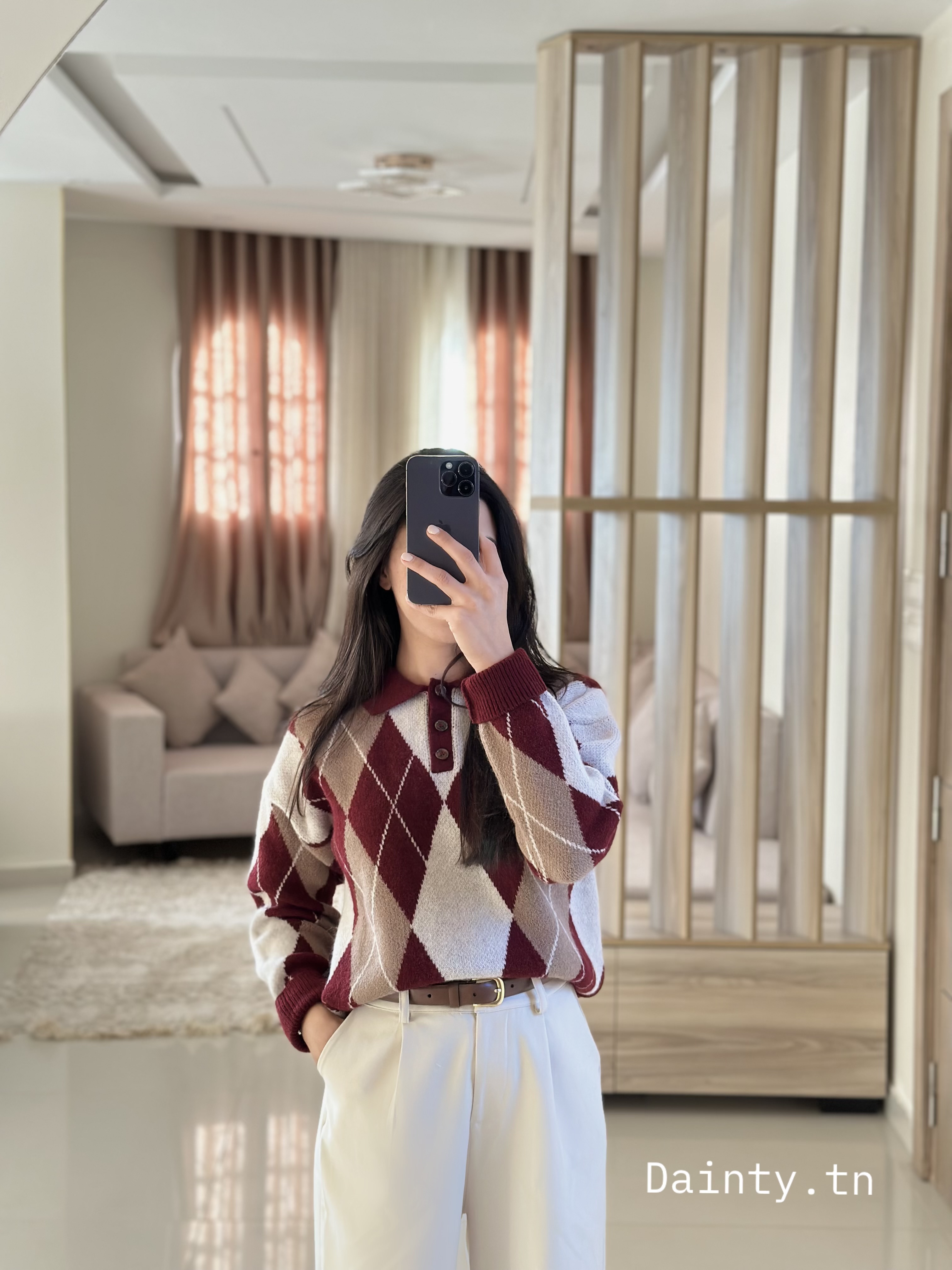 Pull polo à motif argyle